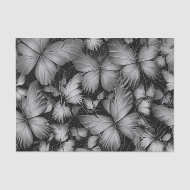 Gray Butterflies Print Tissue Paper (Front)