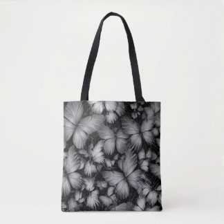 Gray Butterflies Print Tote Bag