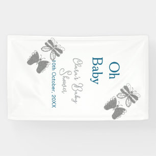 Gray butterfly blue baby shower oh baby modern ext banner