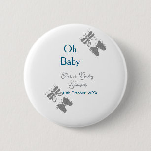 Gray butterfly blue baby shower oh baby modern ext button