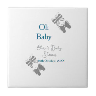 Gray butterfly blue baby shower oh baby modern ext ceramic tile