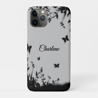 Gray Butterfly Garden Personalized   iPhone 11 Pro Case