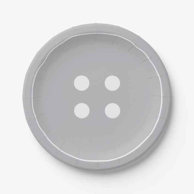 Gray Button Paper Plates (Front)