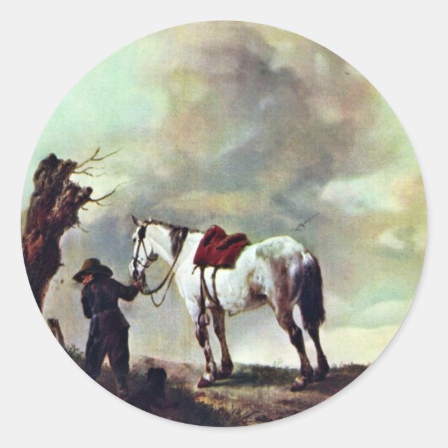 Gray.,  By Philips Wouwerman (Best Quality) Classic Round Sticker (Front)