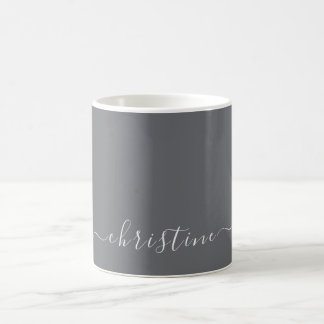 Gray C19 & White Minimalist Modern Name Custom Coffee Mug