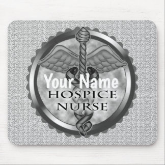 Gray caduceus Hospice Nurse Mouse Pad