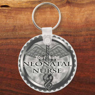 Gray caduceus Neonatal Nurse Keychain
