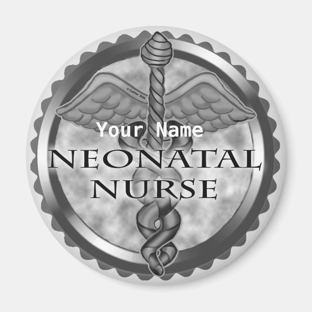 Gray caduceus Neonatal Nurse Magnet (Front)