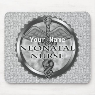 Gray caduceus Neonatal Nurse Mouse Pad