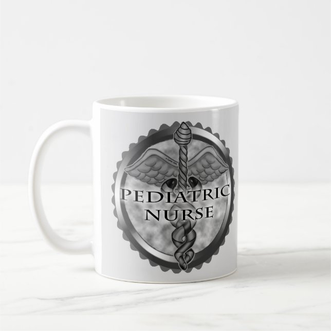 Gray caduceus Pediatric Nurse Coffee Mug (Left)
