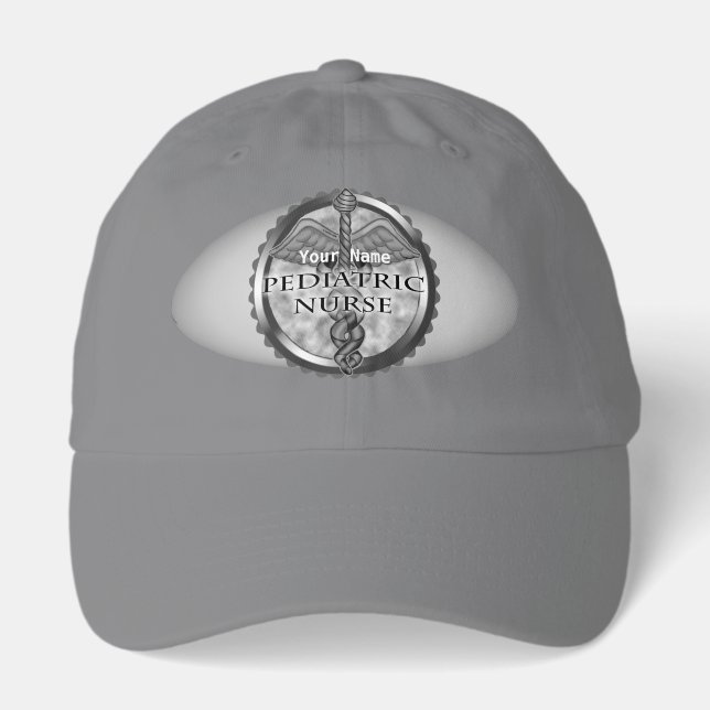 Gray caduceus Pediatric Nurse Hat (Front)