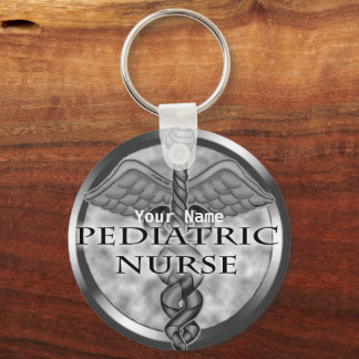 Gray caduceus Pediatric Nurse Keychain