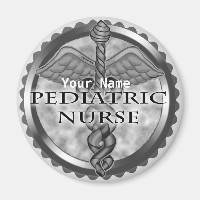 Gray caduceus Pediatric Nurse Magnet (Front)