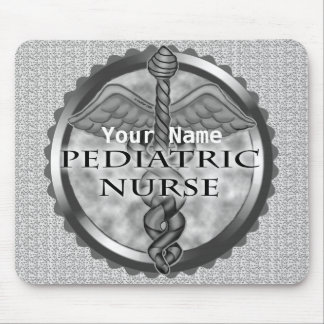 Gray caduceus Pediatric Nurse Mouse Pad