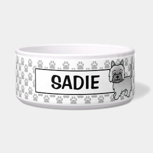 Gray Cairn Terrier Cartoon Dog Illustration Bowl