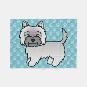 Gray Cairn Terrier Cartoon Dog Illustration Fleece Blanket