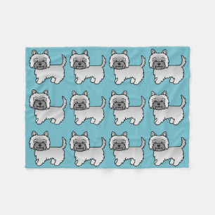 Gray Cairn Terrier Cartoon Dog Illustration Fleece Blanket