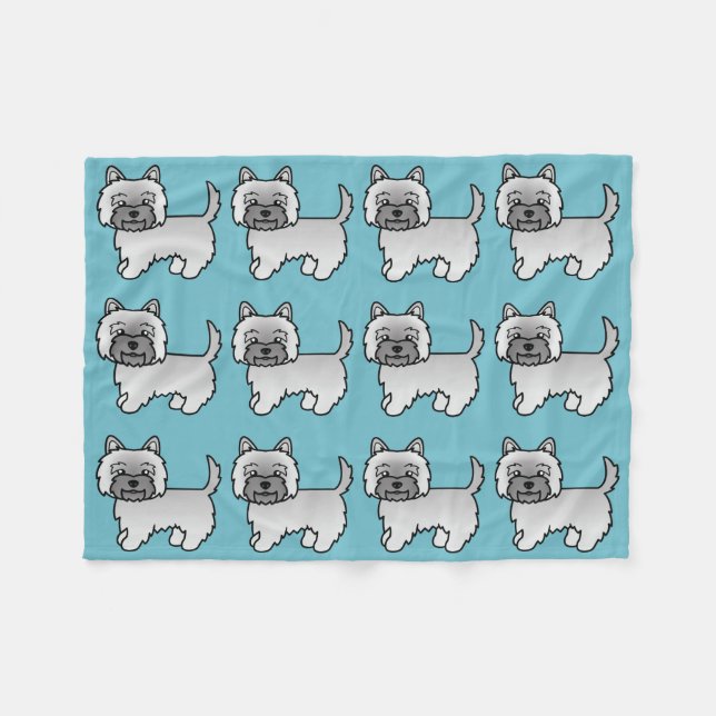 Gray Cairn Terrier Cartoon Dog Illustration Fleece Blanket (Front (Horizontal))