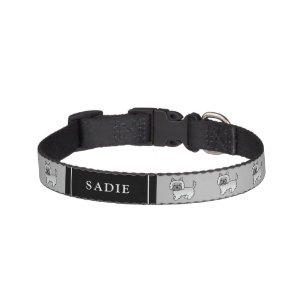 Gray Cairn Terrier Cartoon Dogs & Dog's Name Pet Collar