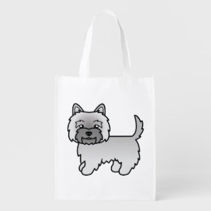 Gray Cairn Terrier Cute Cartoon Dog Grocery Bag