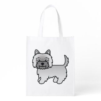 Gray Cairn Terrier Cute Cartoon Dog Grocery Bag