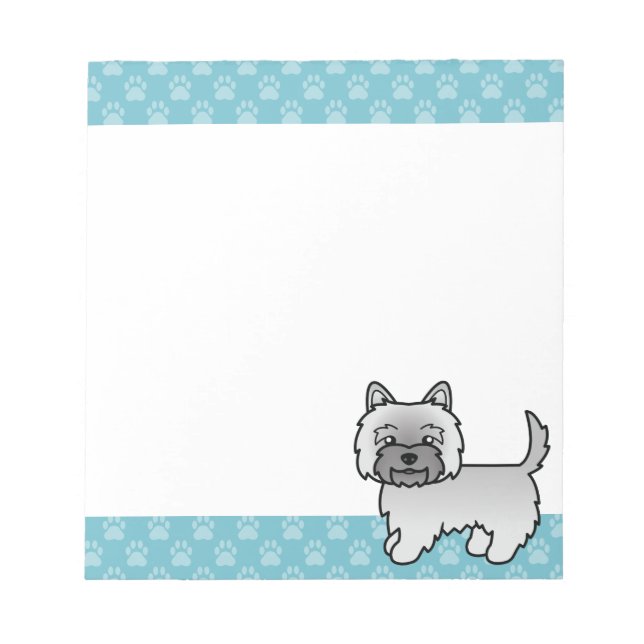 Gray Cairn Terrier Cute Cartoon Dog Illustration Notepad (Front)