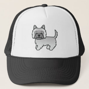 Gray Cairn Terrier Cute Cartoon Dog Illustration Trucker Hat