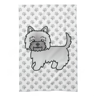 Gray Cairn Terrier Cute Cartoon Dog Kitchen Towel