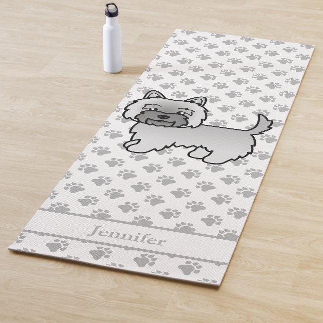 Gray Cairn Terrier Dog With Custom Name Yoga Mat (In Situ)