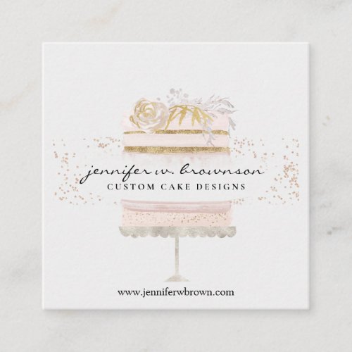 Gray cake home specialty counter service bakery square business card