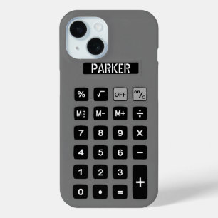 Gray Calculator with Name iPhone 15 Case