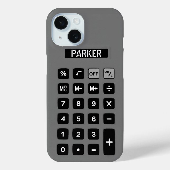 Gray Calculator with Name  Case-Mate iPhone Case (Back)
