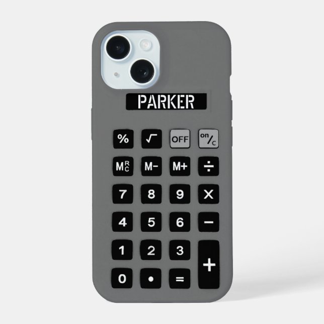 Gray Calculator with Name  Iphone Case (Back)