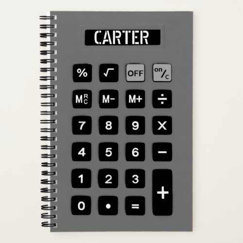 Gray Calculator with Name  Notebook