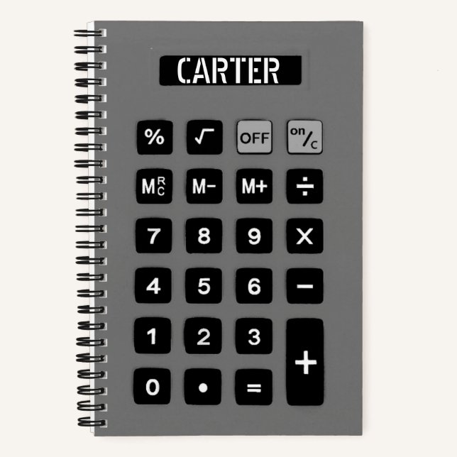 Gray Calculator with Name  Notebook (Front)