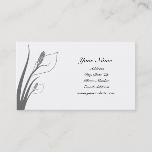 Gray Calla Lily Silhouette Business Cards