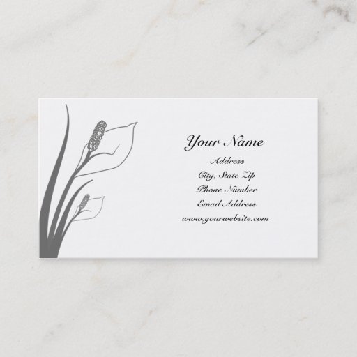 Customizable Gray Calla Lily Silhouette Business Cards