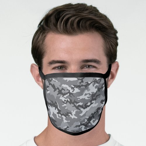 Gray Camo Camouflage Face Mask