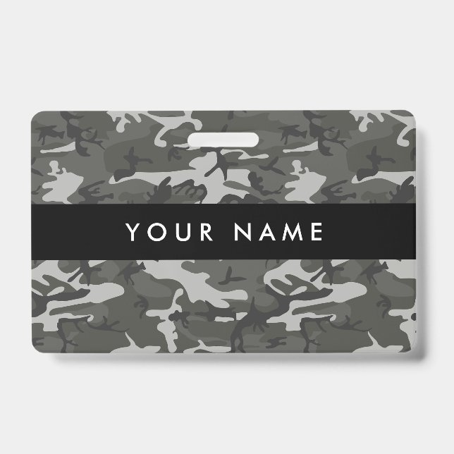 Gray Camo, Camouflage, Military, Army Badge (Front)