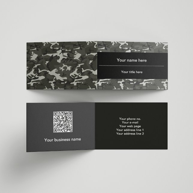 Gray Camo, Camouflage, Military, Army Business Card (Creator Uploaded)
