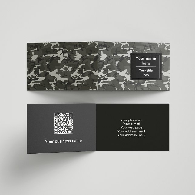 Gray Camo, Camouflage, Military, Army Business Card (Creator Uploaded)