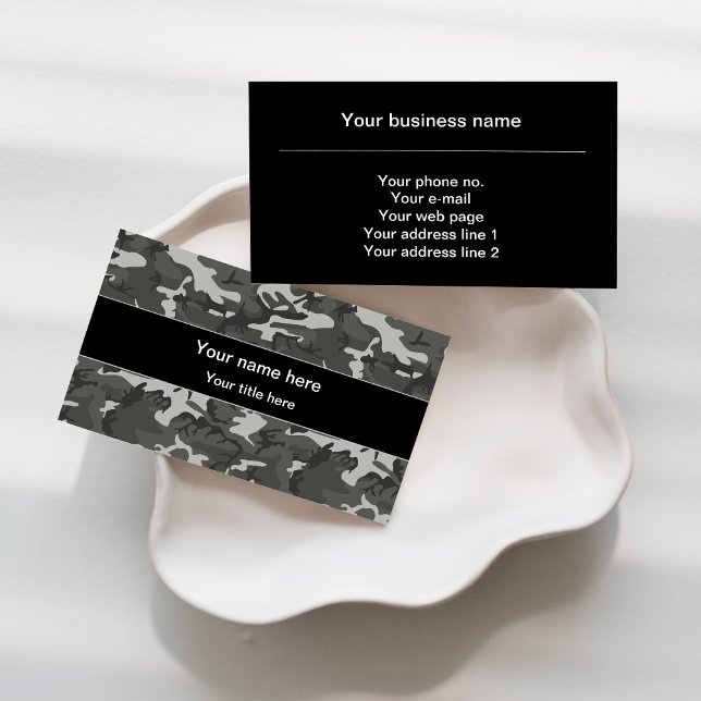 Gray Camo, Camouflage, Military, Army Business Card (Creator Uploaded)