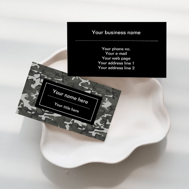 Gray Camo, Camouflage, Military, Army Business Card (Creator Uploaded)