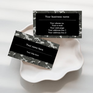 Gray Camo, Camouflage, Military, Army Business Card