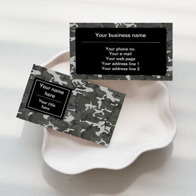 Gray Camo, Camouflage, Military, Army Business Card (Creator Uploaded)