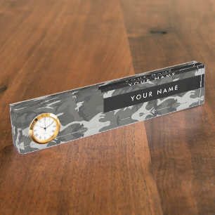 Gray Camo, Camouflage, Military, Army Desk Name Plate