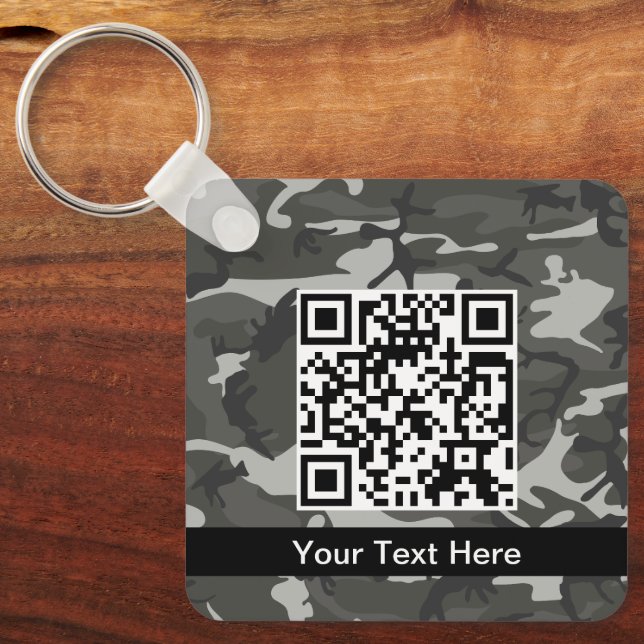 Gray Camo, Camouflage, Military, Army Keychain (Front)