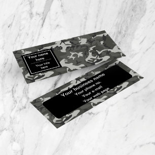 Gray Camo, Camouflage, Military, Army Mini Business Card