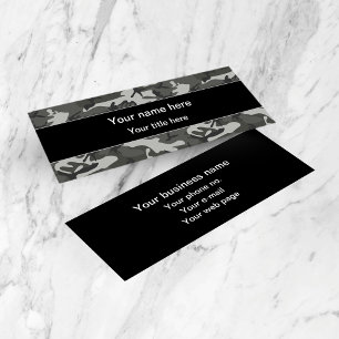 Gray Camo, Camouflage, Military, Army Mini Business Card