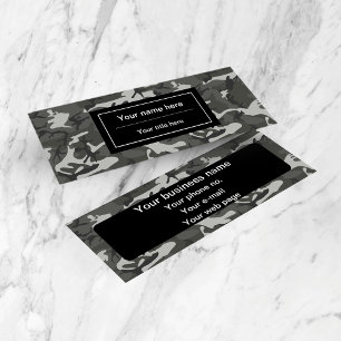 Gray Camo, Camouflage, Military, Army Mini Business Card